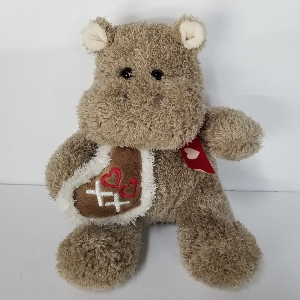 Dan Dee Collectors Choice Valentine Hippo Heart Plush Stuffed Animal 2016 12.5"